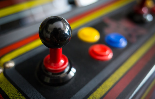 Joystick of a vintage arcade videogame