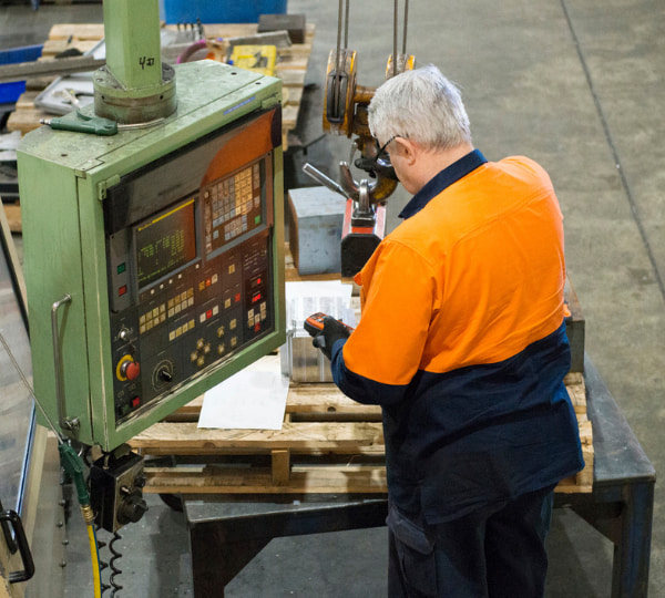 Man using high tech machinery